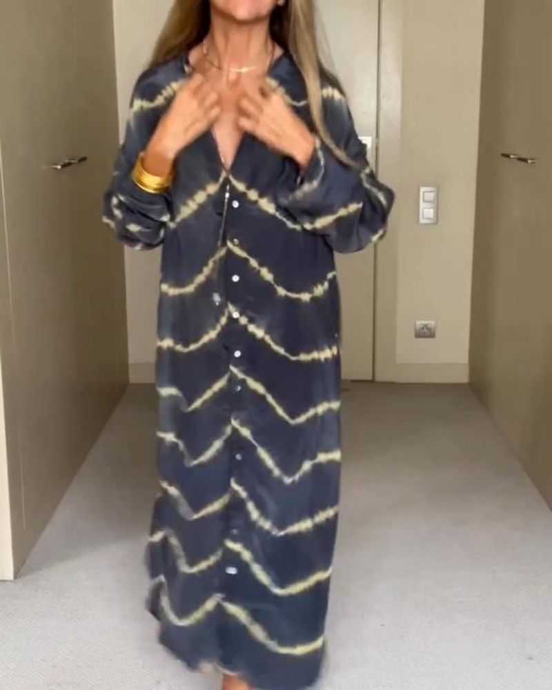 Siriane – Robe longue bohème à rayures avec manches longues