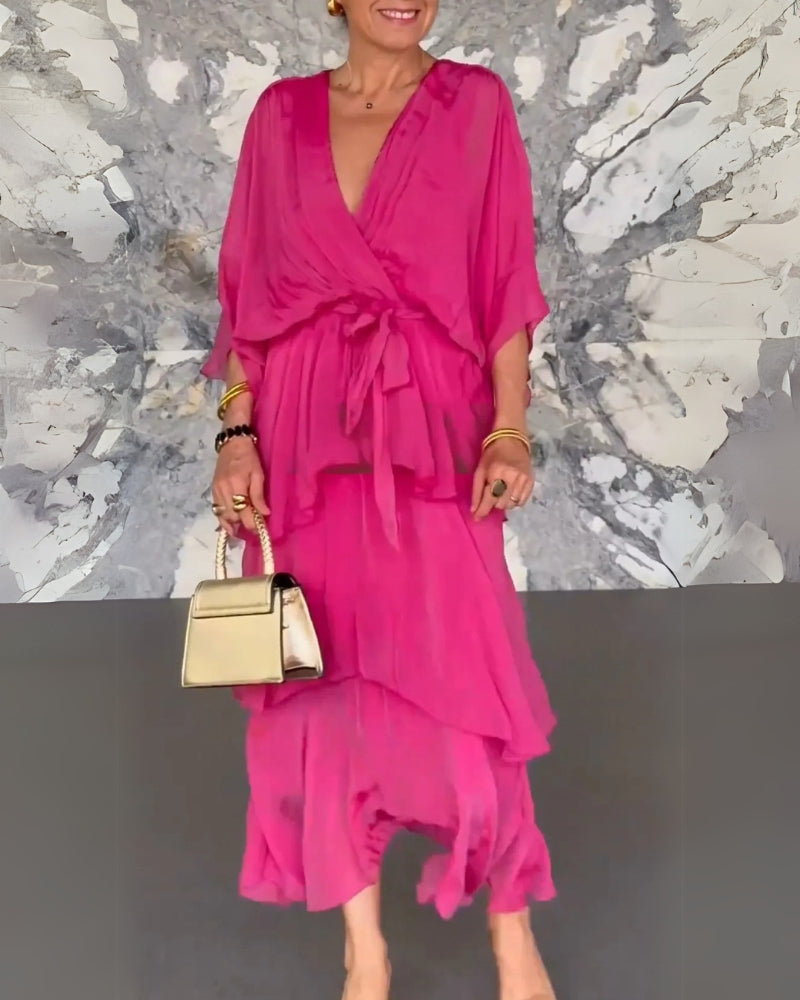 Pervenche - Robe Élégante à Multicouches
