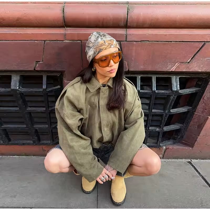 Fanchon - Veste bomber en daim chic et multifonctionnelle