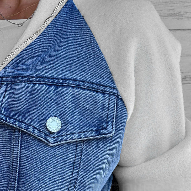 Vanessa - Veste en denim patchwork avec poches fonctionnelles