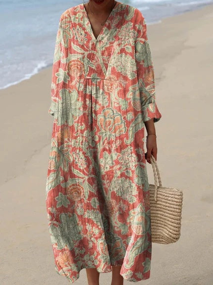 Tiphène – Robe vintage à fleurs en coton doux