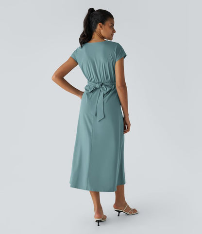 Rosavine – Chic Robe Portefeuille à Taille Haute