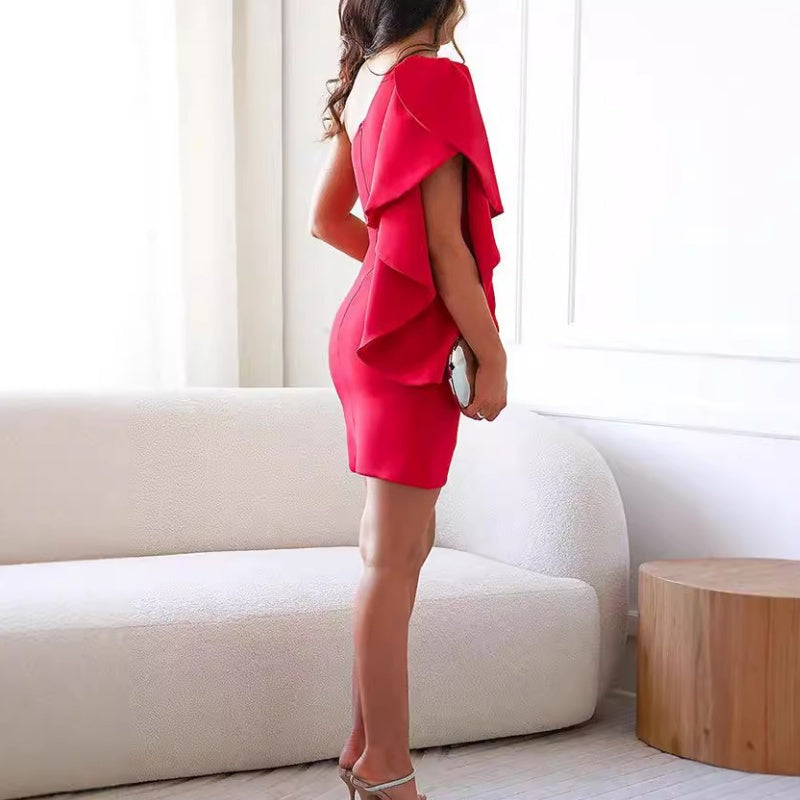 Iphigénie – Robe mini drapée à une épaule