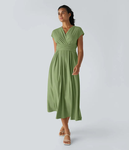 Rosavine – Chic Robe Portefeuille à Taille Haute