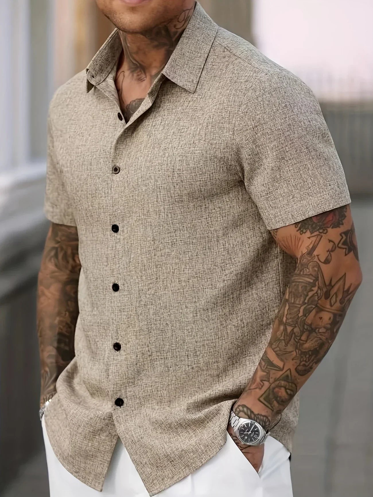 Vitoria™ | Chemise légère à manches courtes en lin mélangé