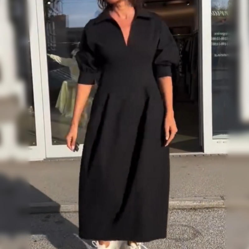 Xanthie - Élégante robe midi à col en V