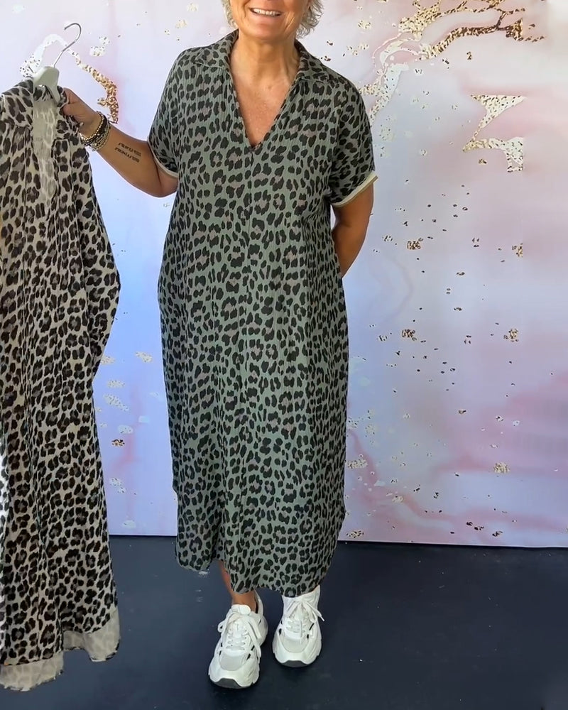 Théophanie - Élégante et Confortable Robe Léopard