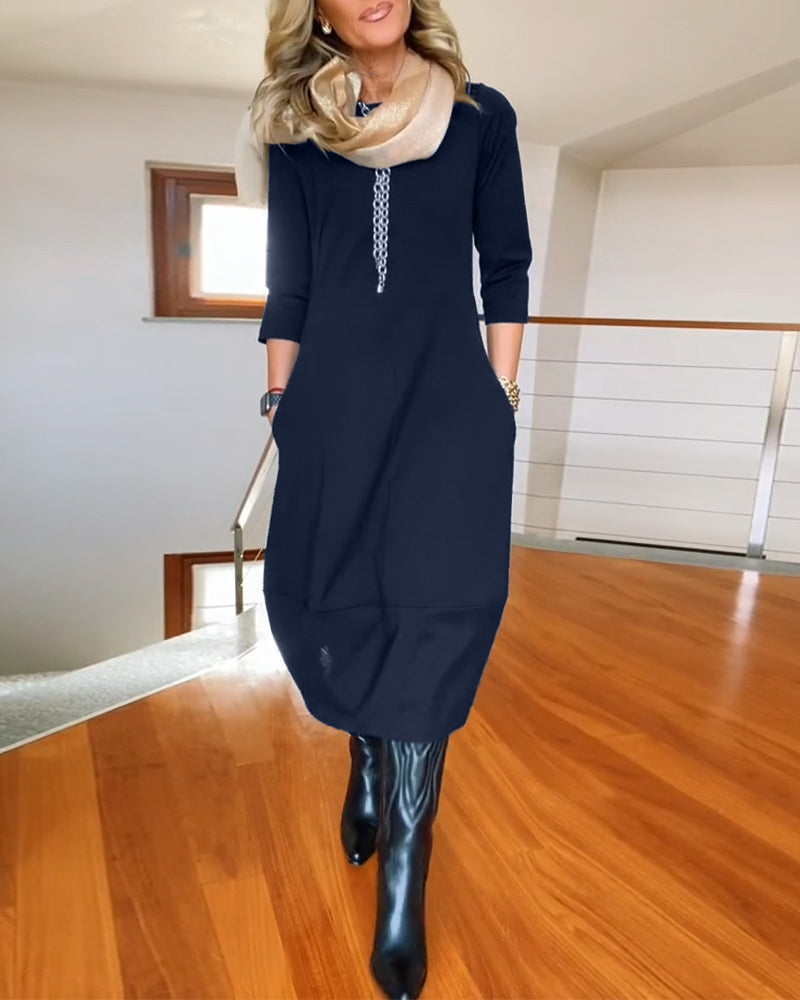 Denise - Élégante robe d'automne avec poches