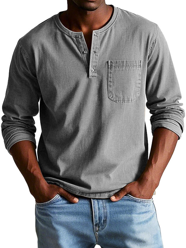 "Vitoria™ - Chemise Vintage à Manches Longues" can be rewritten as "Lenoir™ - Chemise Rétro à Manches Longues".
