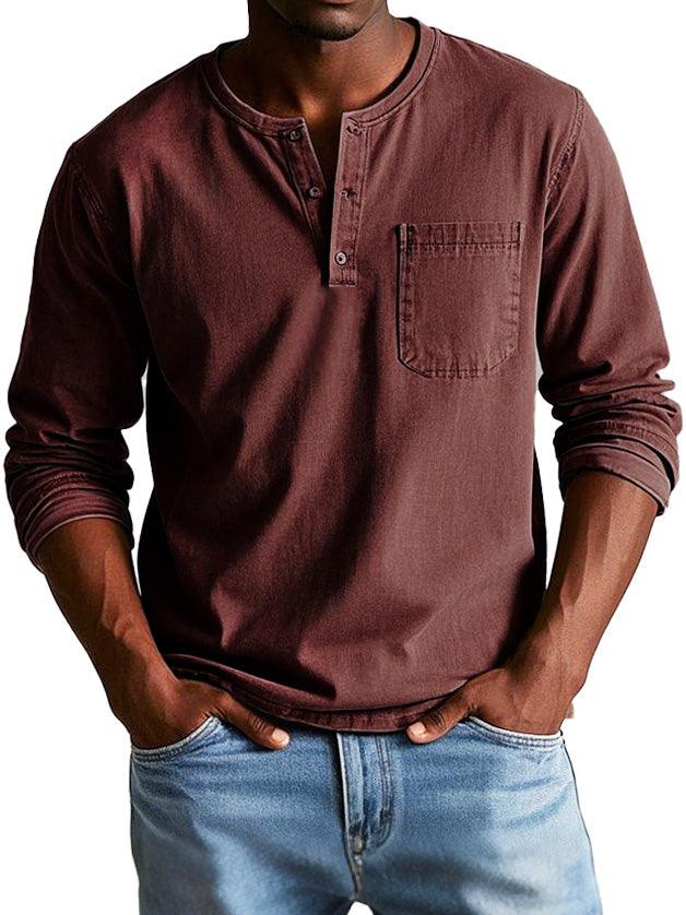 "Vitoria™ - Chemise Vintage à Manches Longues" can be rewritten as "Lenoir™ - Chemise Rétro à Manches Longues".