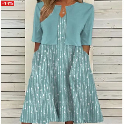 Edmée - Élégante robe midi à fleurs en deux parties