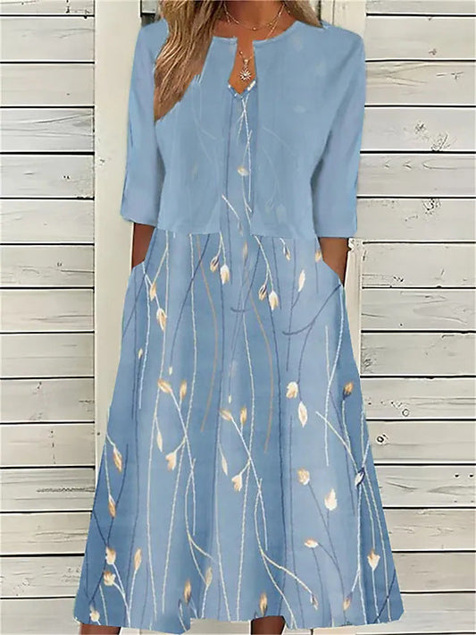 Edmée - Élégante robe midi à fleurs en deux parties