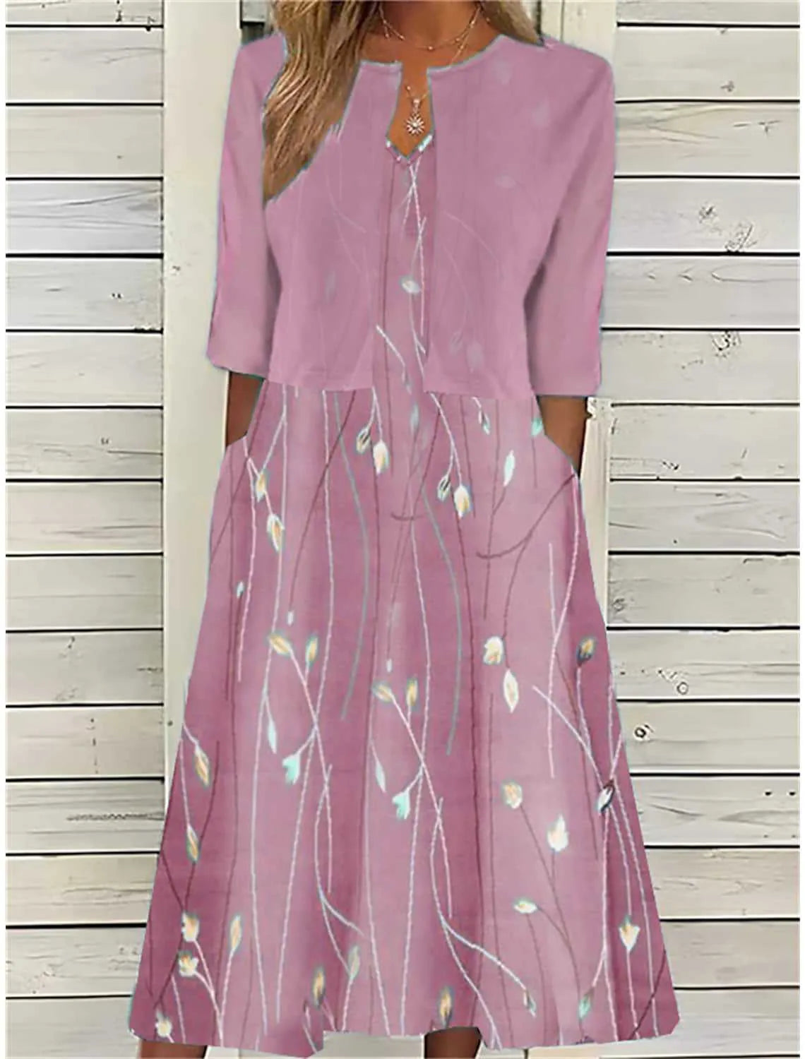 Edmée - Élégante robe midi à fleurs en deux parties