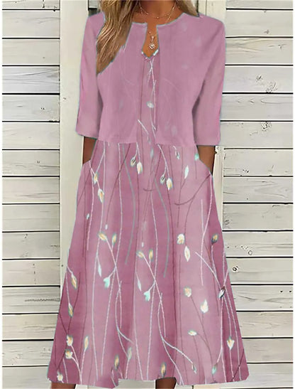 Edmée - Élégante robe midi à fleurs en deux parties