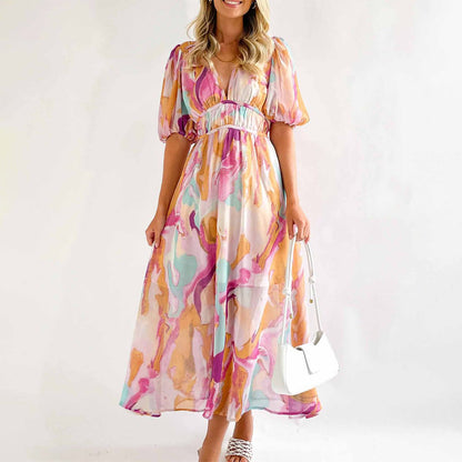 Oriella – Élégante robe maxi en rose poudré