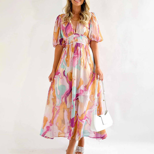Oriella – Élégante robe maxi en rose poudré