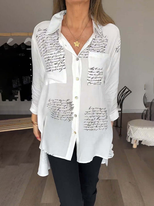 Clairie – Chemise Chic avec Imprimé de Lettres