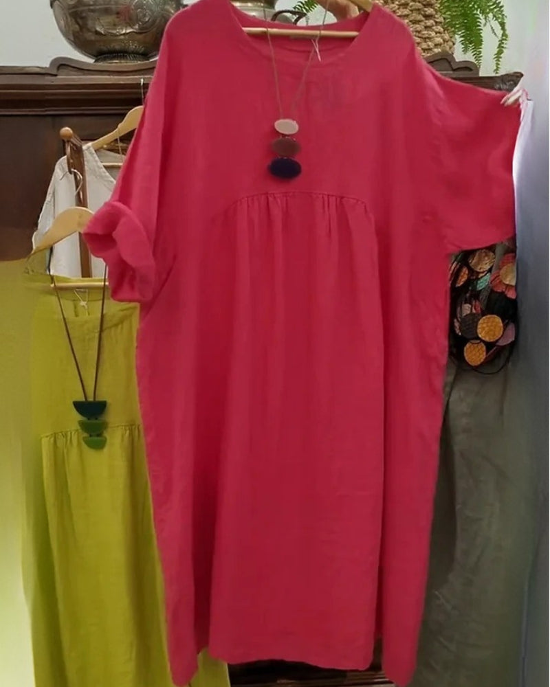 Pénélope – Robe en coton et lin avec poches pratiques