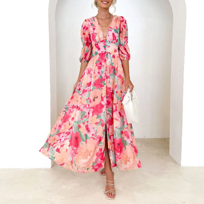 Oriella – Élégante robe maxi en rose poudré