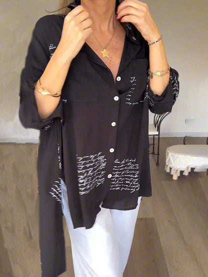 Clairie – Chemise Chic avec Imprimé de Lettres