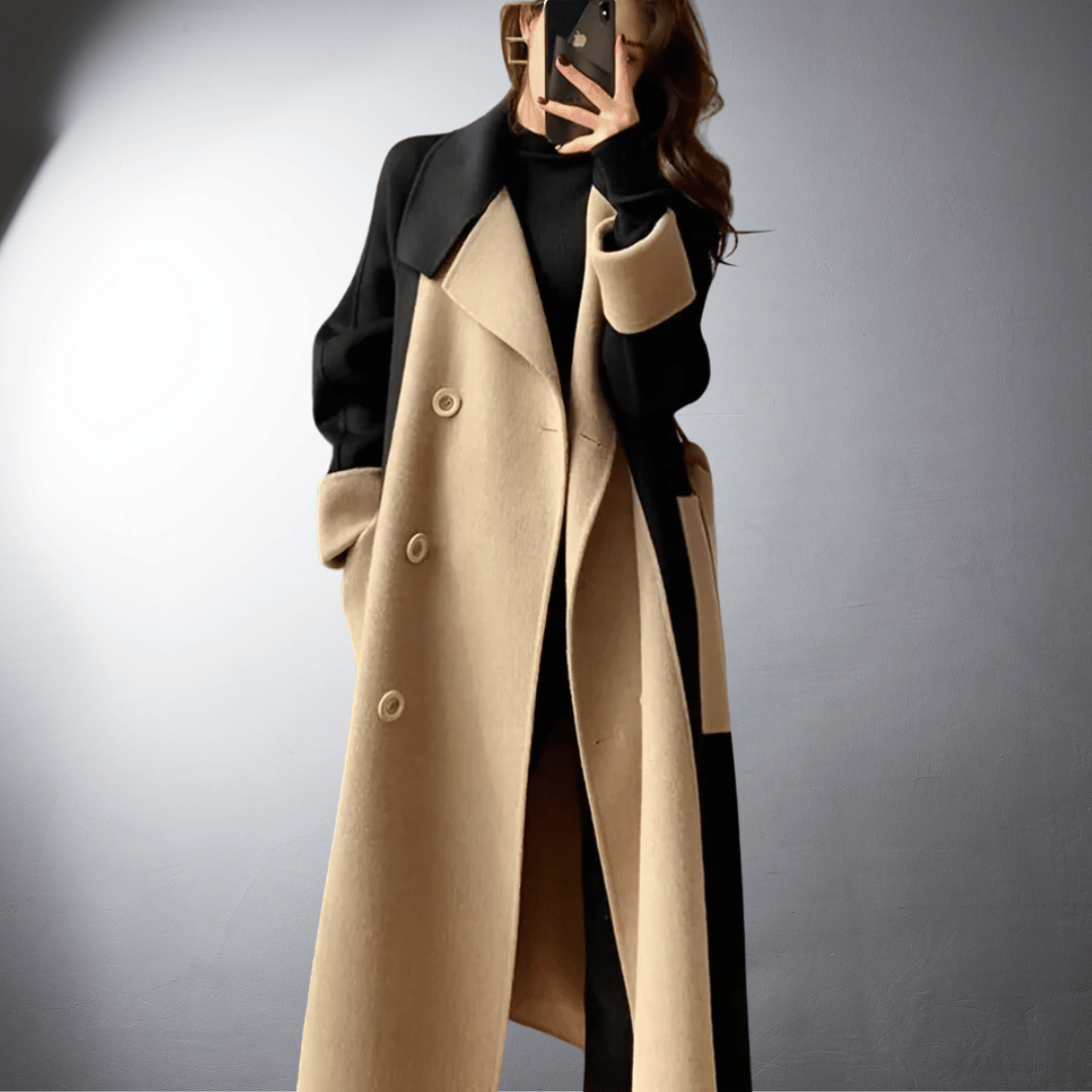 Katia - Manteau bicolore de luxe fait main