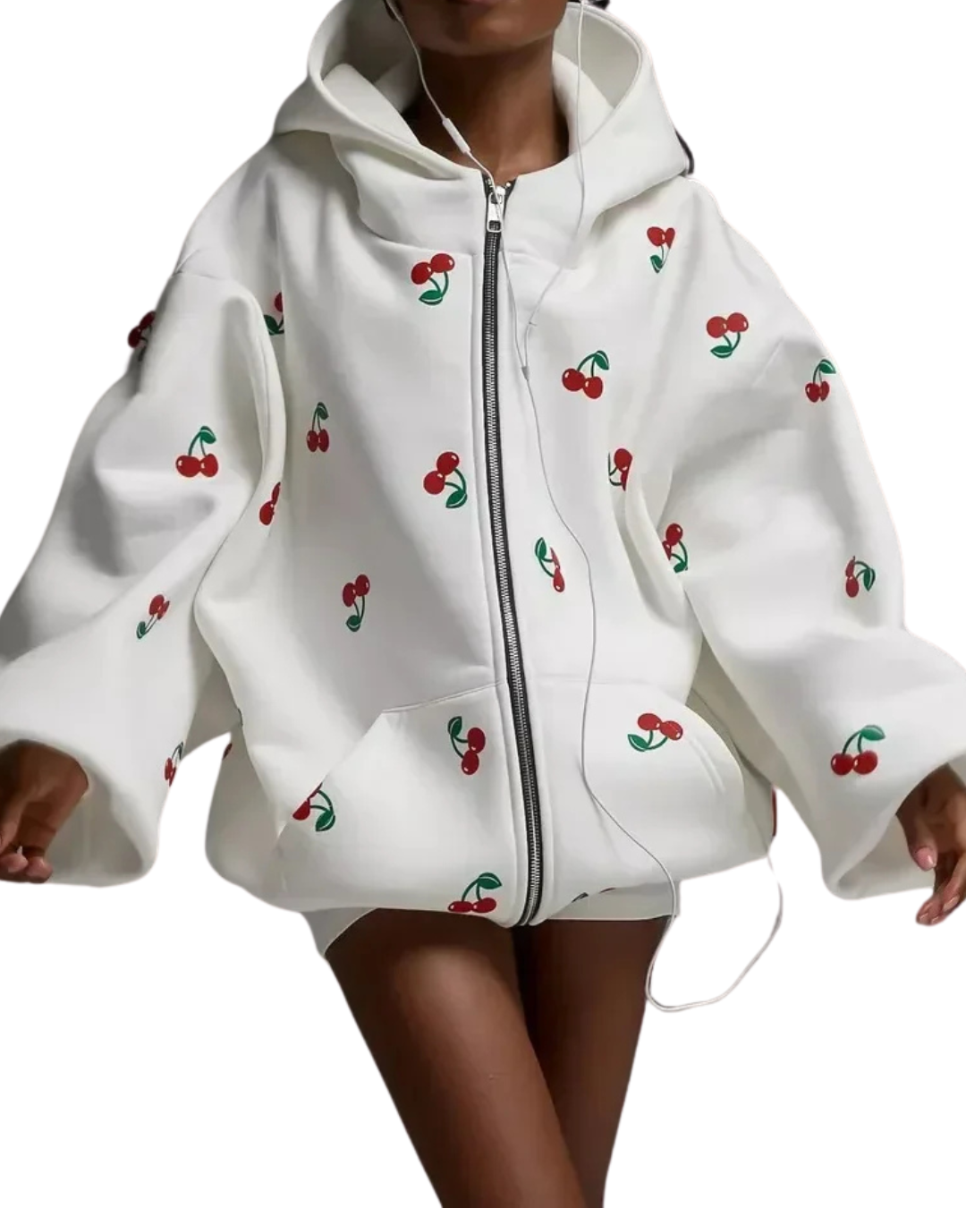 Édeline - Veste blanche à motif cerises