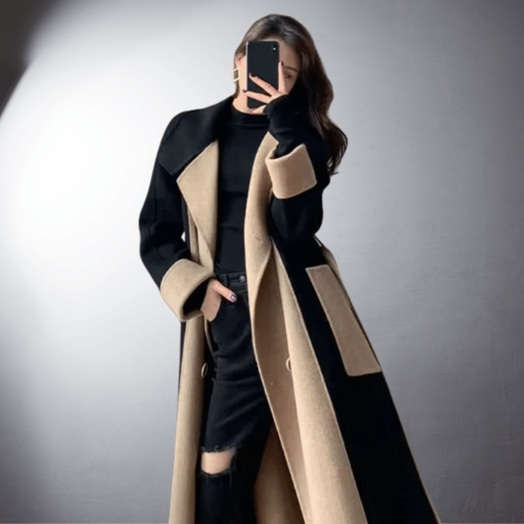 Katia - Manteau bicolore de luxe fait main