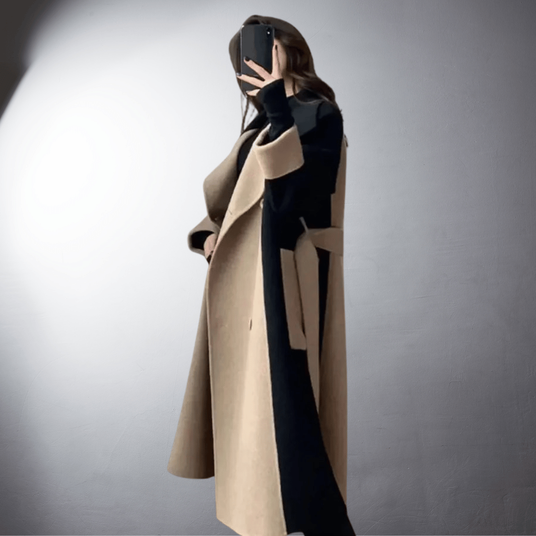 Katia - Manteau bicolore de luxe fait main