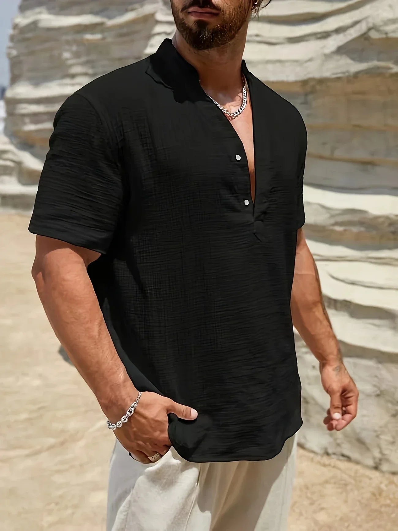 Vitoria™ | Élégante chemise d'été à col haut
