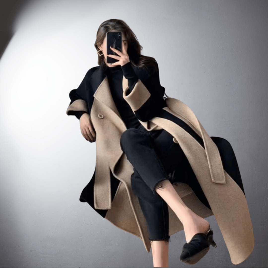 Katia - Manteau bicolore de luxe fait main