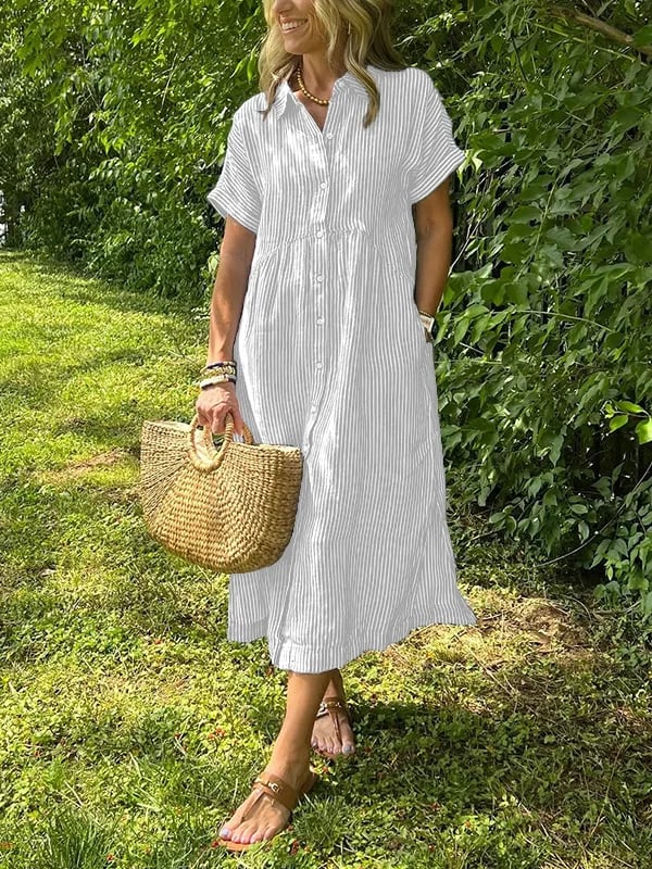 Isavelle – Robe maxi en coton à boutons