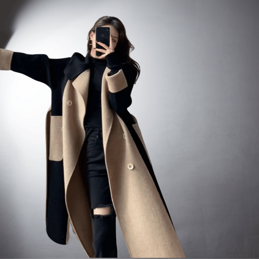 Katia - Manteau bicolore de luxe fait main
