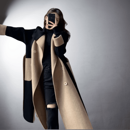 Katia - Manteau bicolore de luxe fait main