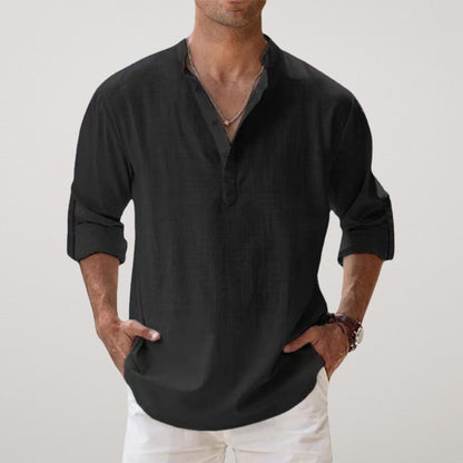 vitoria™ - Chemise Henley en coton au look lin