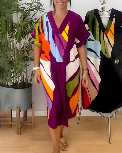 Floréanne – Robe décontractée à motif feuillage coloré