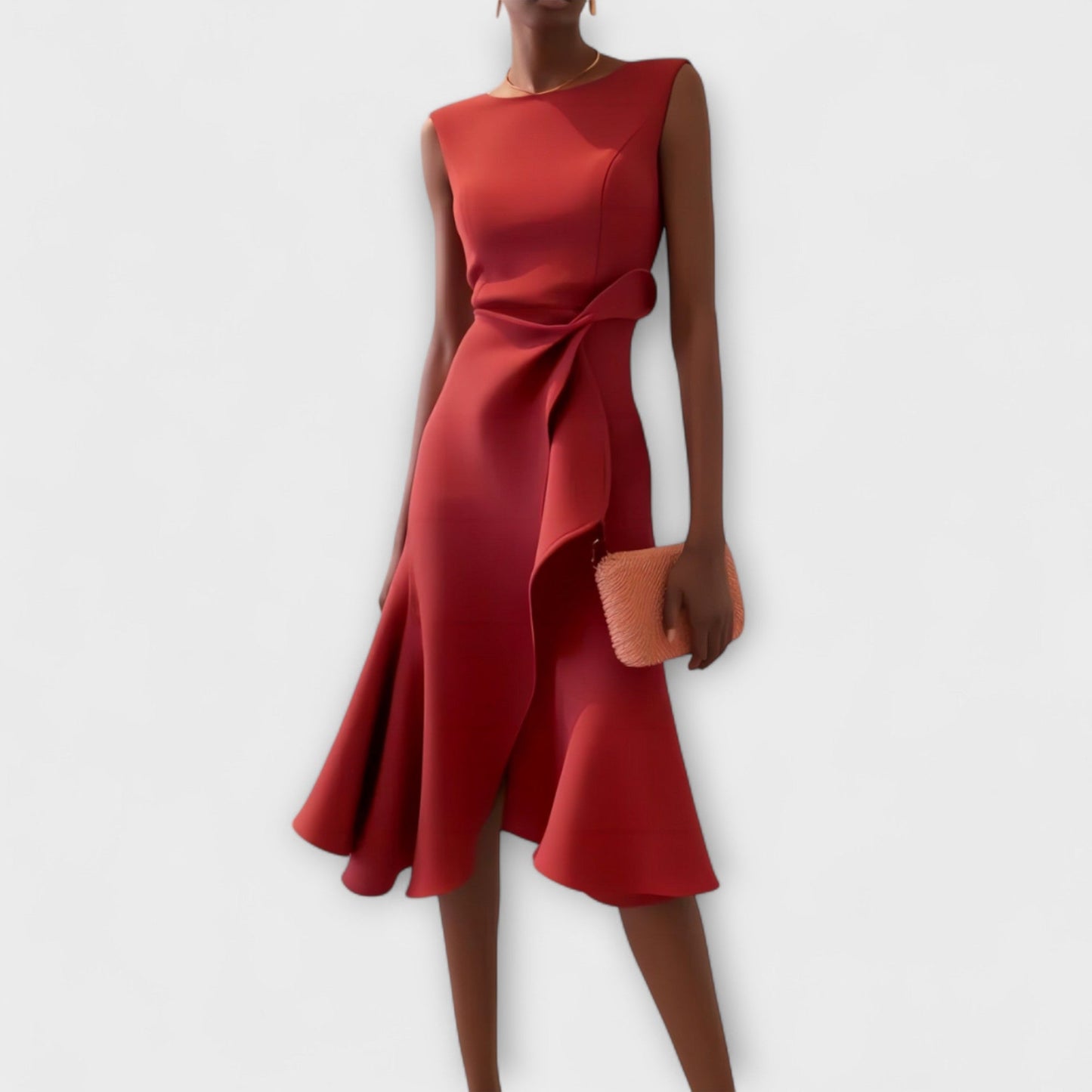 Édith – Robe midi asymétrique à drapé