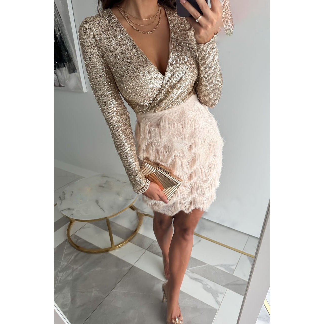 Ninette - Robe à sequins avec franges