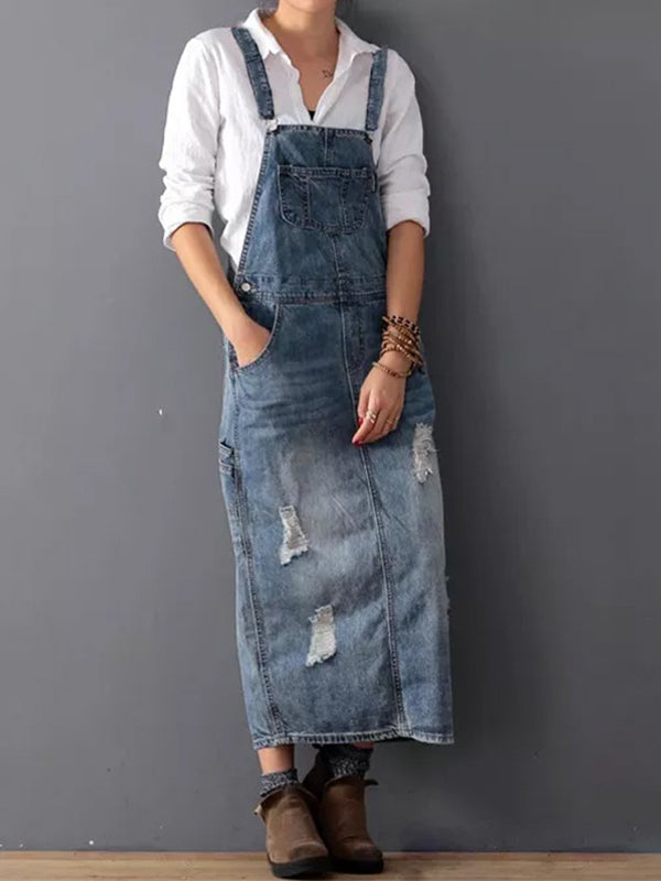 Aurore - Salopette en jean vintage avec poches pratiques