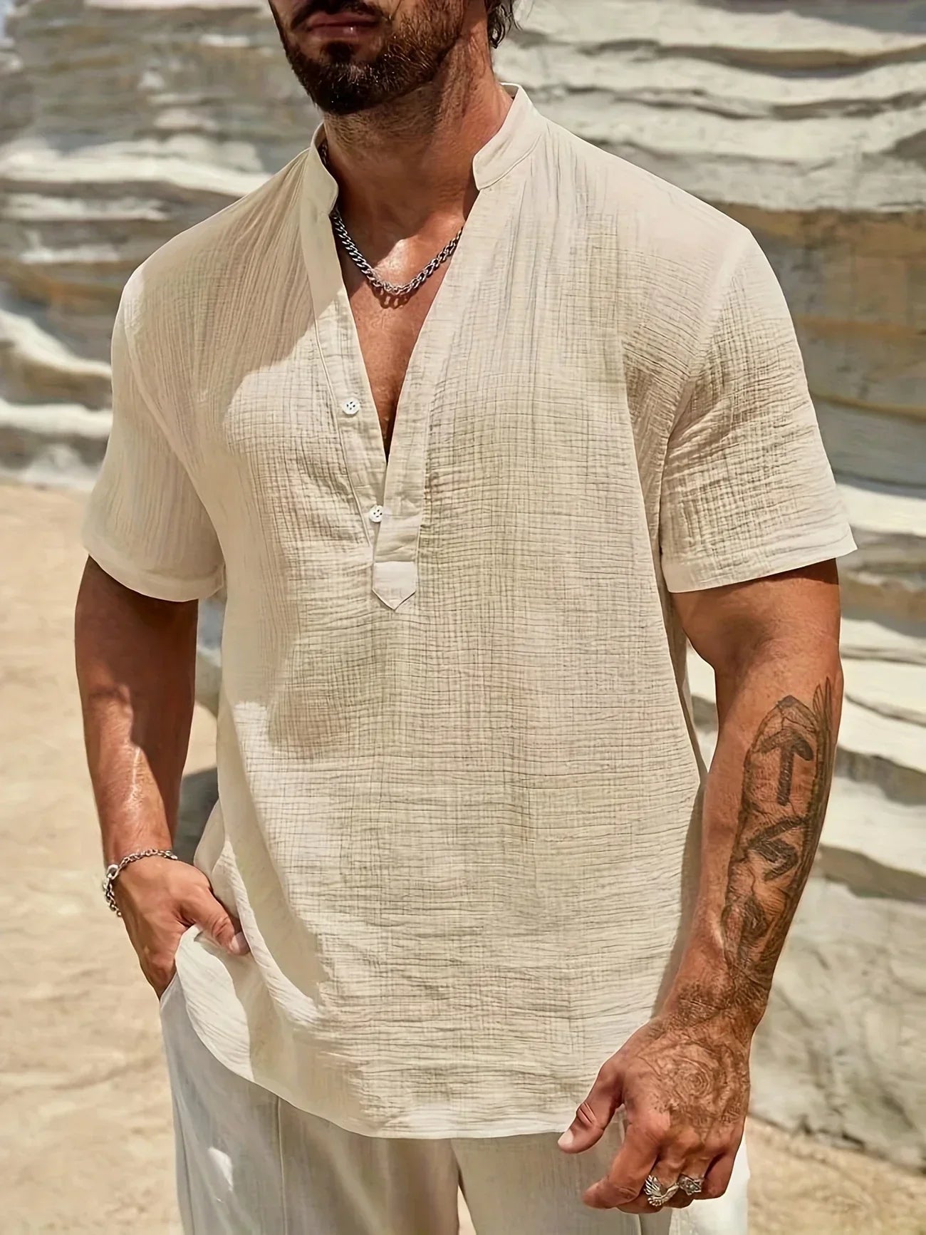 Vitoria™ | Élégante chemise d'été à col haut