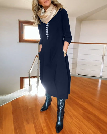Denise - Élégante robe d'automne avec poches