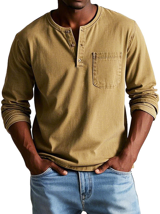 "Vitoria™ - Chemise Vintage à Manches Longues" can be rewritten as "Lenoir™ - Chemise Rétro à Manches Longues".
