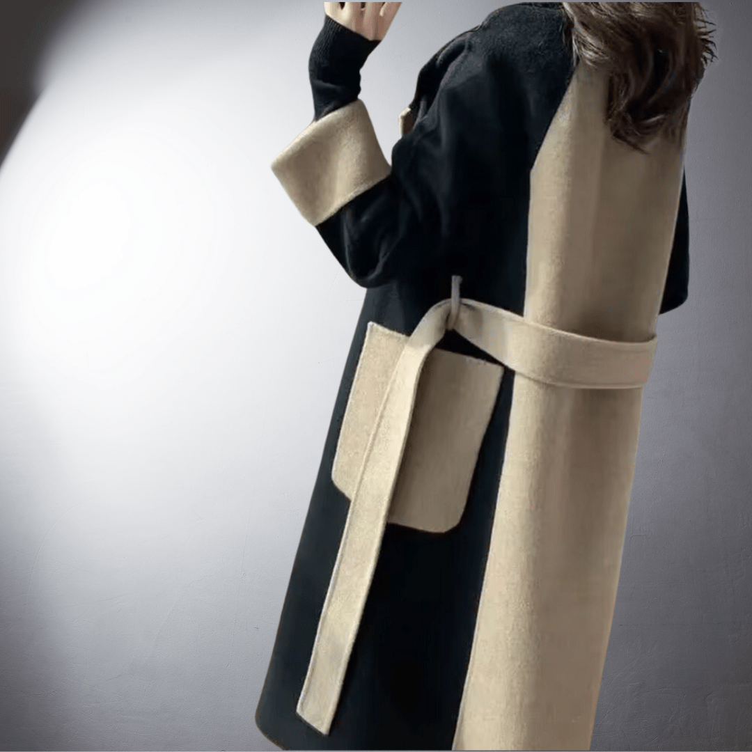 Katia - Manteau bicolore de luxe fait main