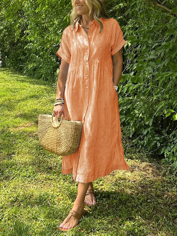 Isavelle – Robe maxi en coton à boutons