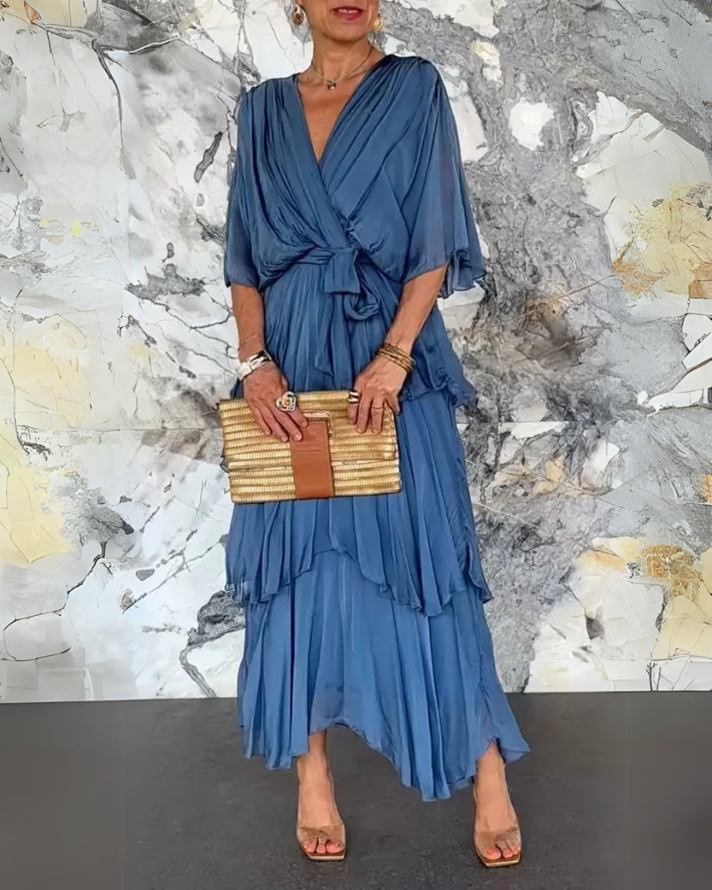 Pervenche - Robe Élégante à Multicouches