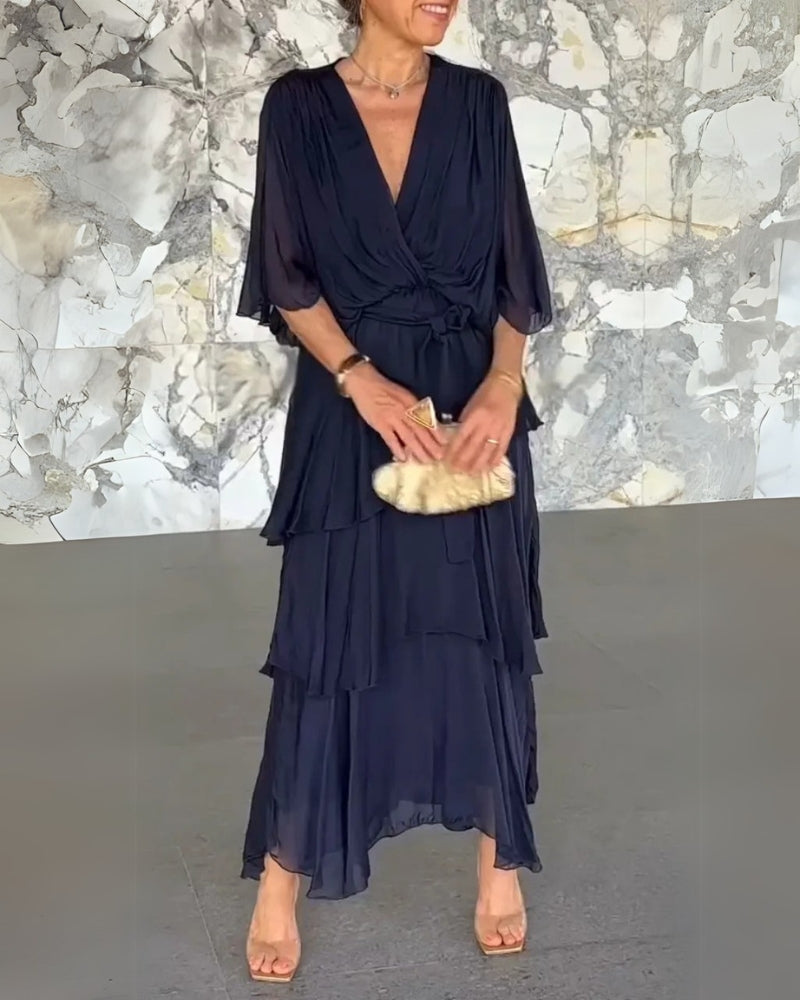 Pervenche - Robe Élégante à Multicouches