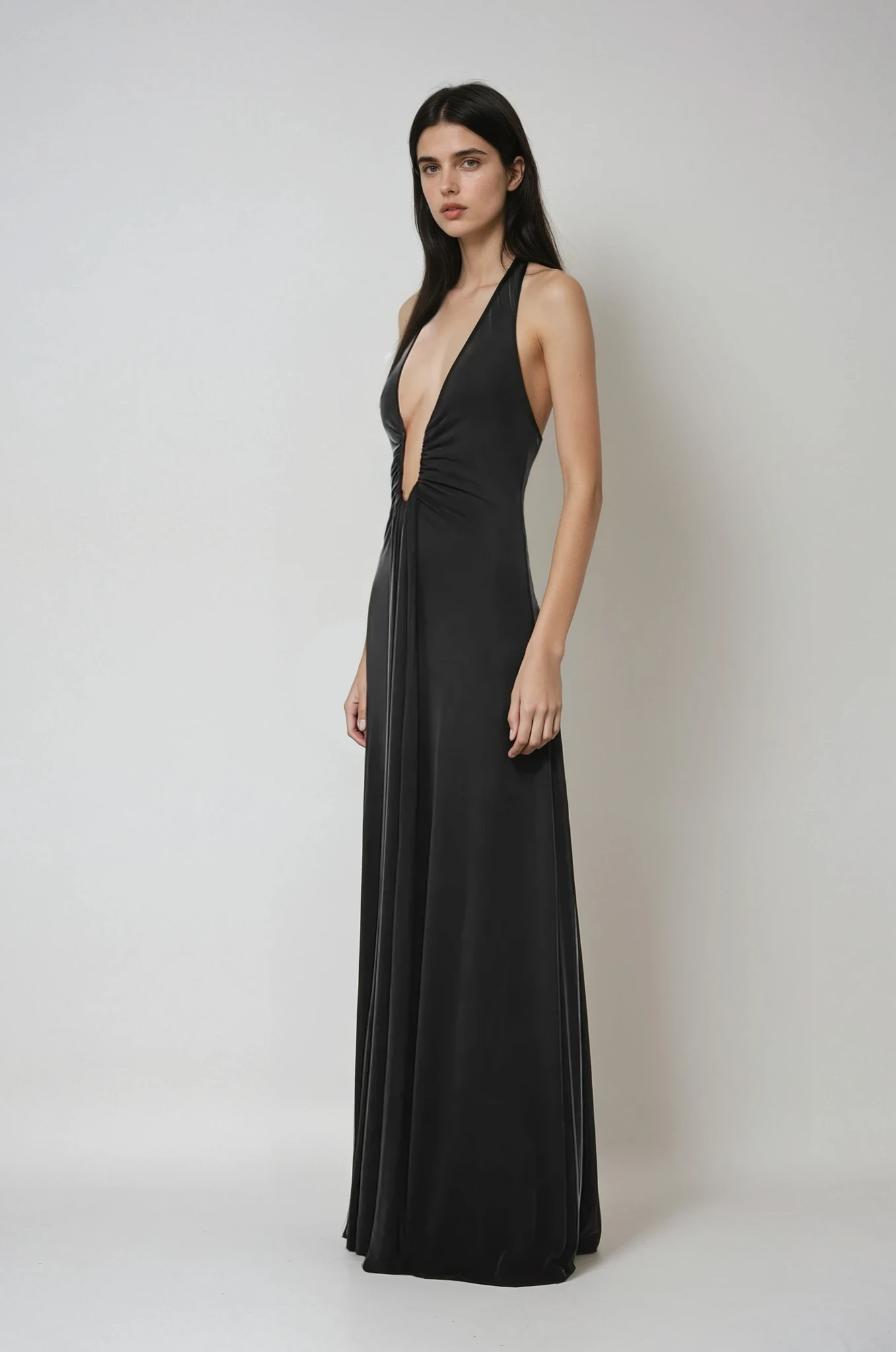 Aliane – Long Draped Cupro Dress