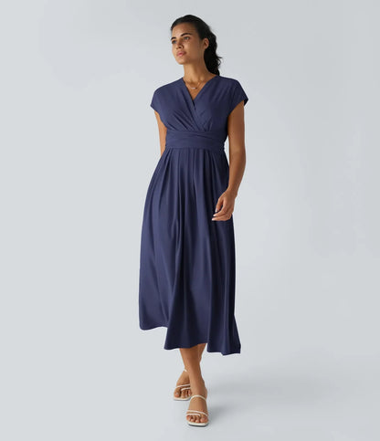 Rosavine – Chic Robe Portefeuille à Taille Haute