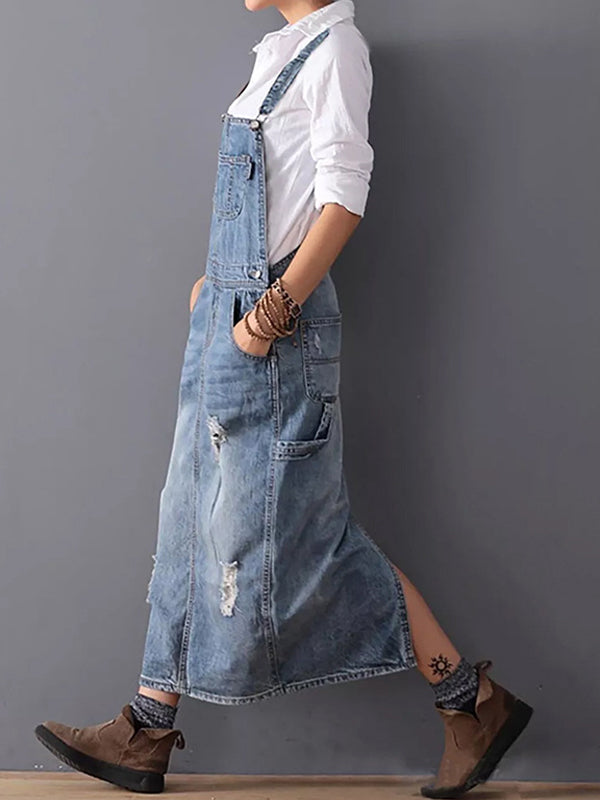 Aurore - Salopette en jean vintage avec poches pratiques