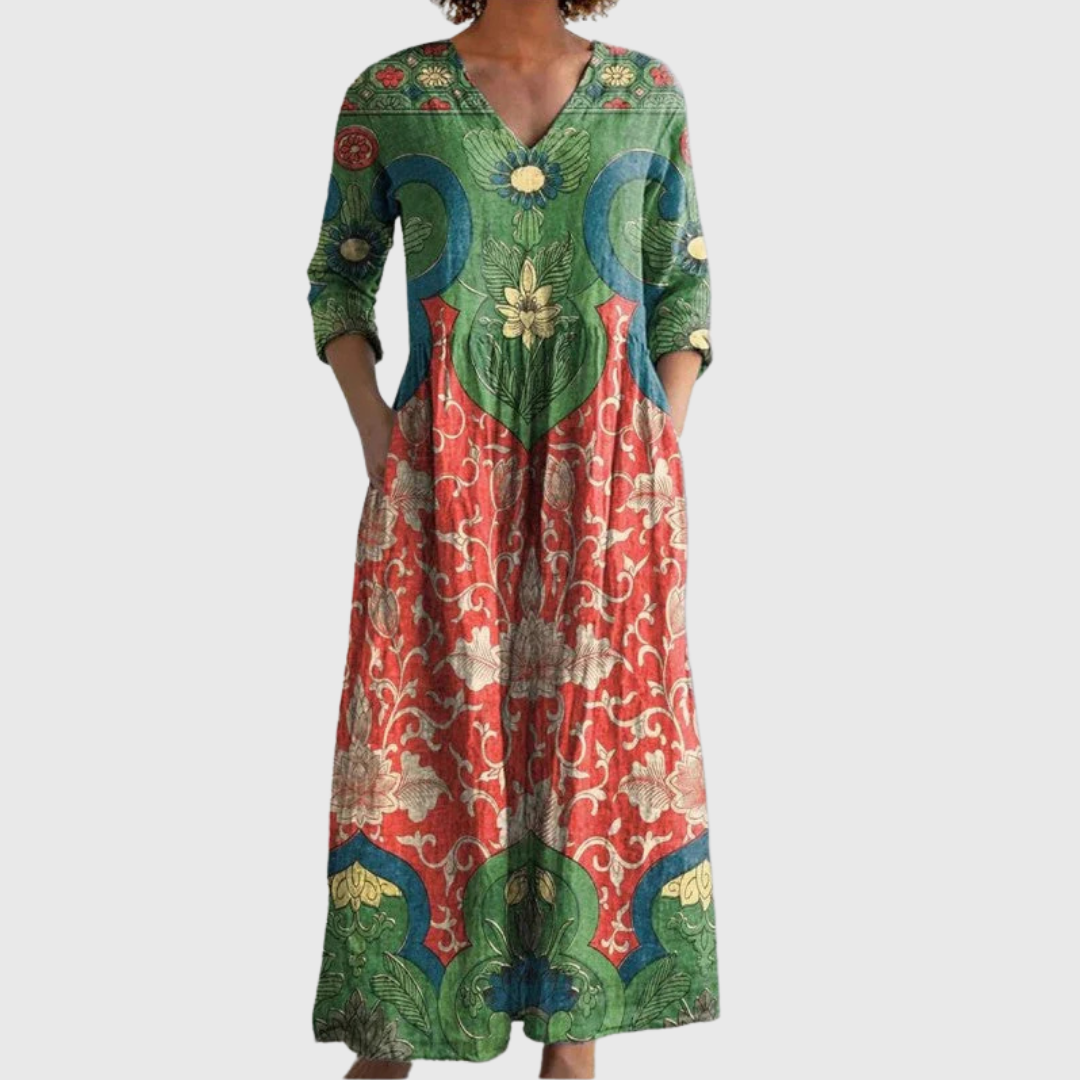 Hyacinthe – Vintage Floral Maxi Dress