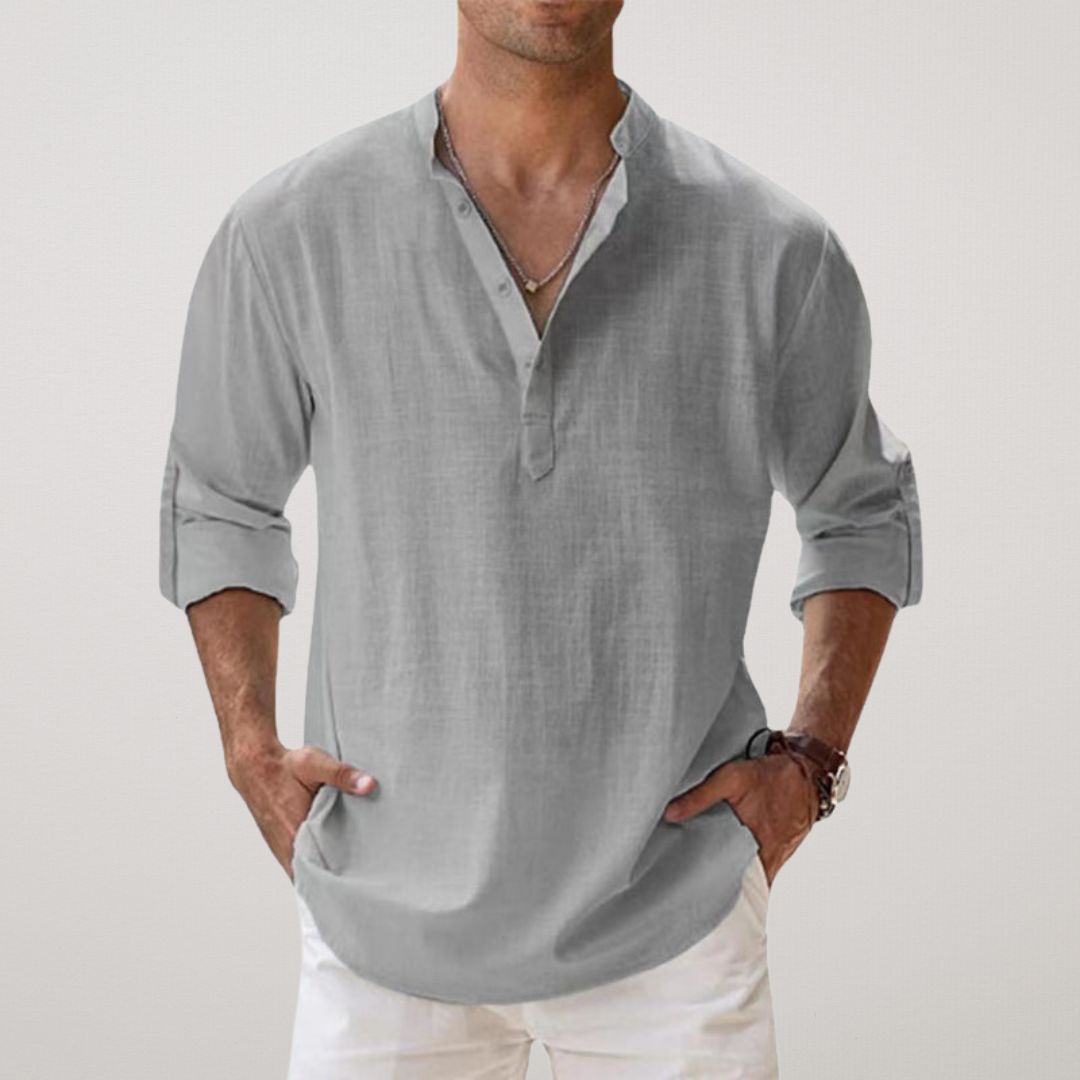 vitoria™ - Chemise Henley en coton au look lin